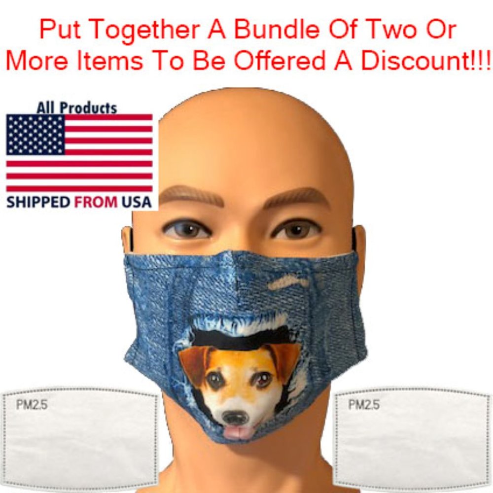 Washable Face Mask Dog - 2 Filters